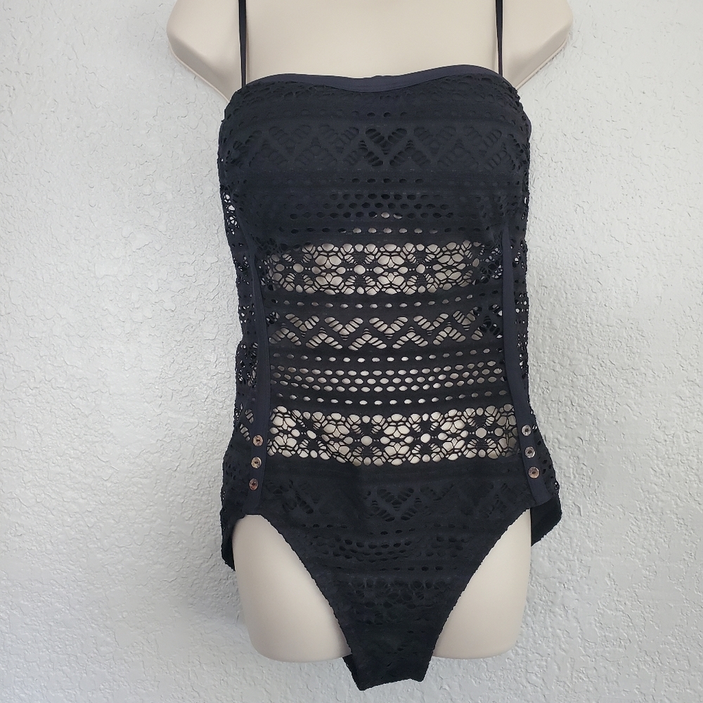Women's One Piece Lace Black Swimsuit NWT